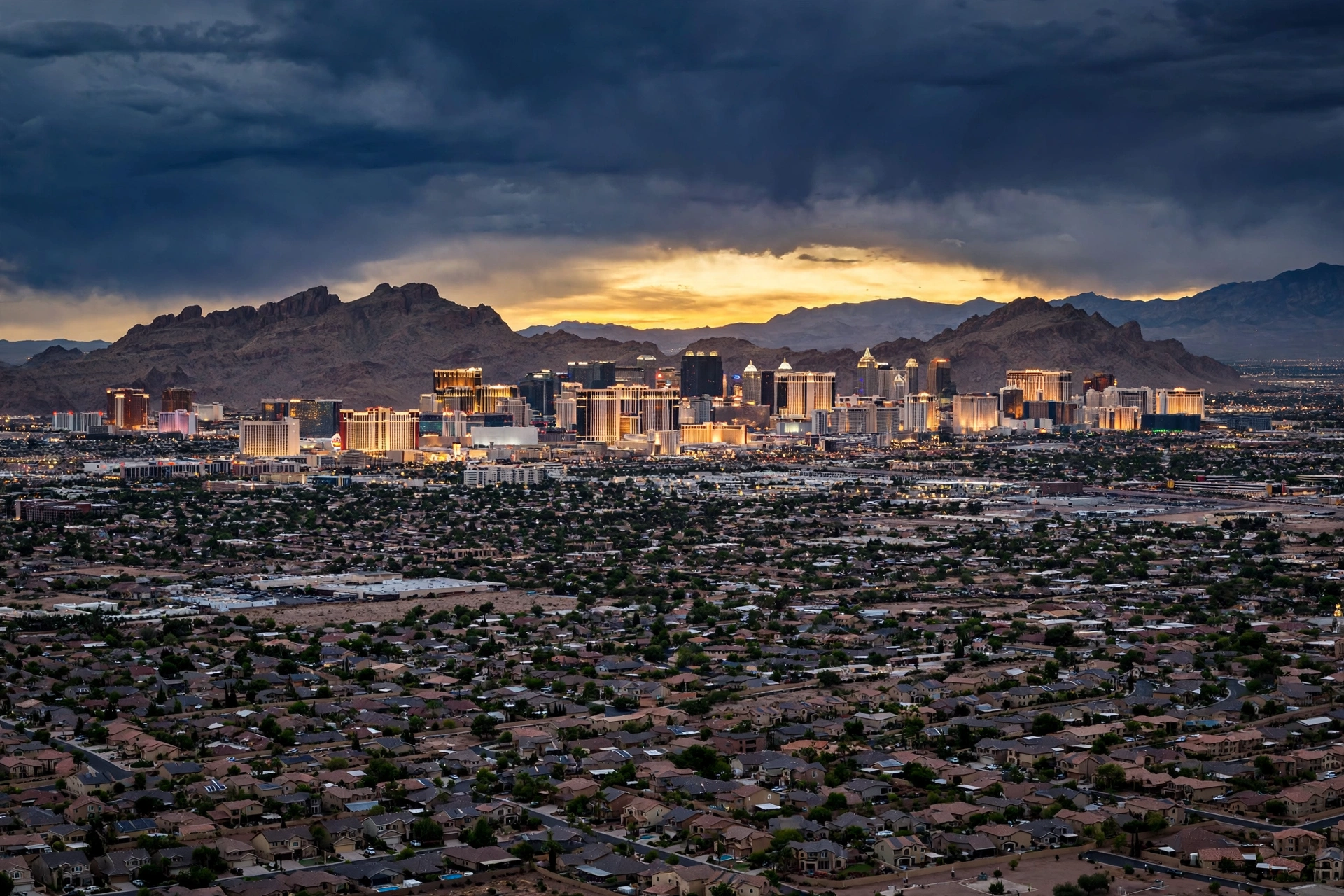 Las Vegas valley overview at dusk